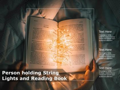 Person holding string lights and reading book