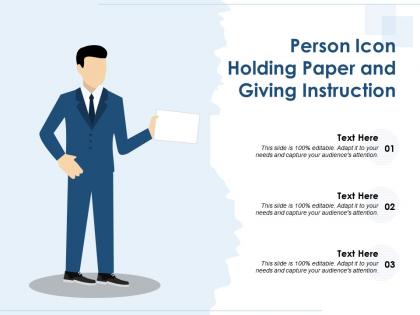 Person icon holding paper and giving instruction