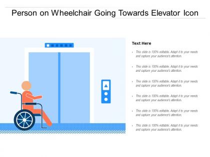 Person on wheelchair going towards elevator icon