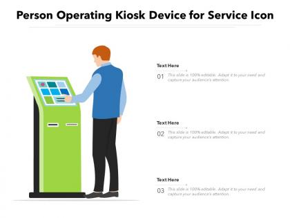 Person operating kiosk device for service icon