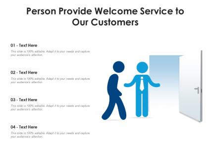 Person provide welcome service to our customers infographic template