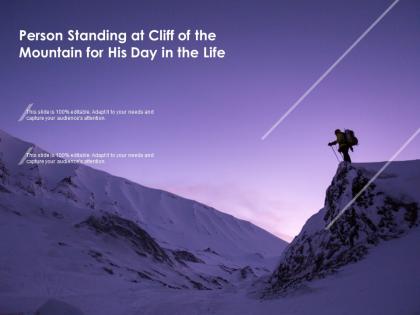 Person standing at cliff of the mountain for his day in the life