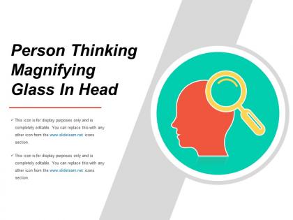 Person thinking magnifying glass in head