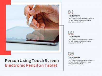 Person using touch screen electronic pencil on tablet
