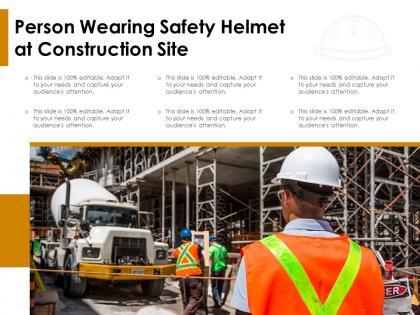 Person wearing safety helmet at construction site