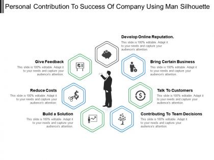 Personal contribution to success of company using man silhouette