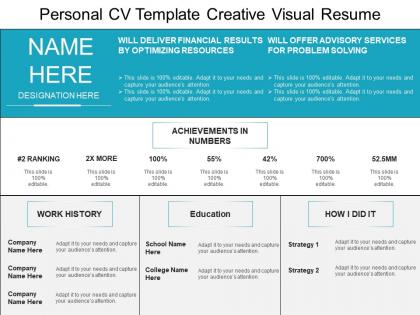 Personal cv template creative visual resume