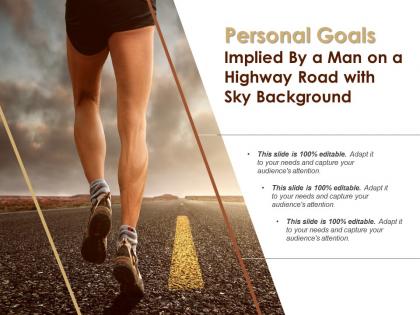 Personal goals implied by a man on a highway road with sky background