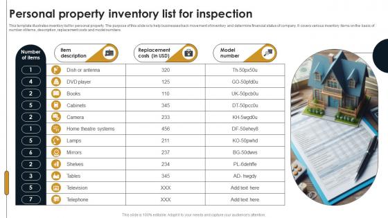 Personal Property Inventory List For Inspection