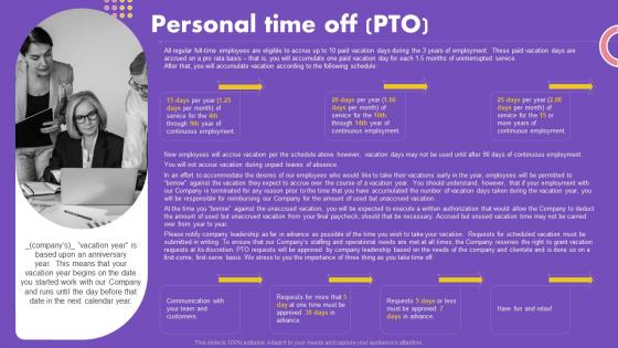 Personal Time Off PTO How To Develop Staff Handbook Ppt Icon Graphics Pictures