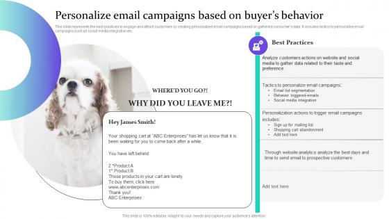 Personalize Email Campaigns Based On Buyers Behavior Data Driven Marketing For Increasing Customer MKT SS V