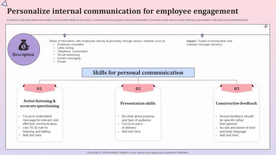 Personalize Internal Communication For Comprehensive Communication Plan