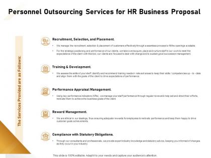 Personnel outsourcing services for hr business proposal ppt powerpoint presentation show outline