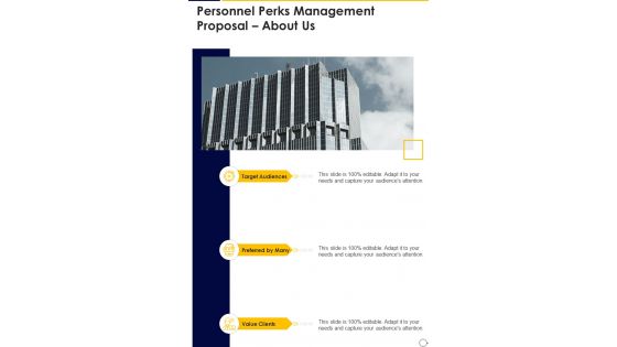 Personnel Perks Management Proposal About Us One Pager Sample Example Document