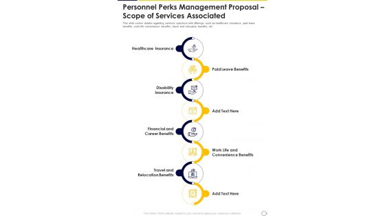 Personnel Perks Management Proposal Scope Of Services Associated One Pager Sample Example Document
