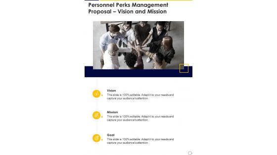 Personnel Perks Management Proposal Vision And Mission One Pager Sample Example Document