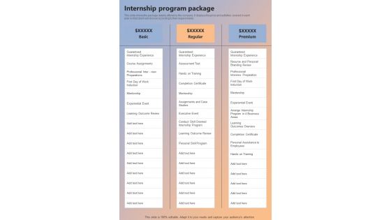Personnel Training Program Internship Program Package One Pager Sample Example Document