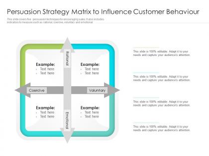 Persuasion strategy matrix to influence customer behaviour
