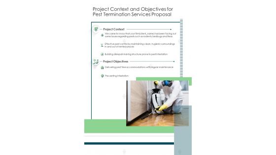 Pest Termination Services Proposal Project Context And Objectives For One Pager Sample Example Document
