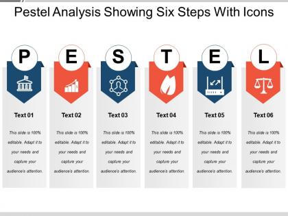 Pestel analysis showing six steps with icons
