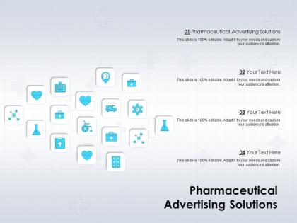 Pharmaceutical advertising solutions ppt powerpoint presentation portfolio visual aids