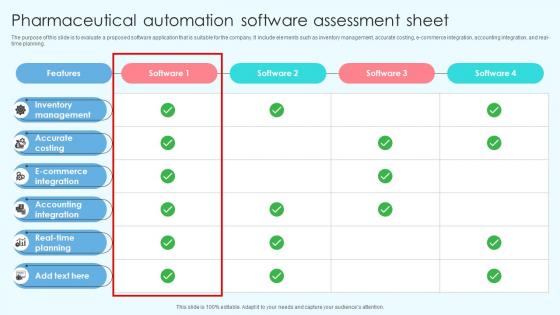 Pharmaceutical Automation Software Assessment Sheet