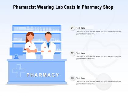 Pharmacist wearing lab coats in pharmacy shop