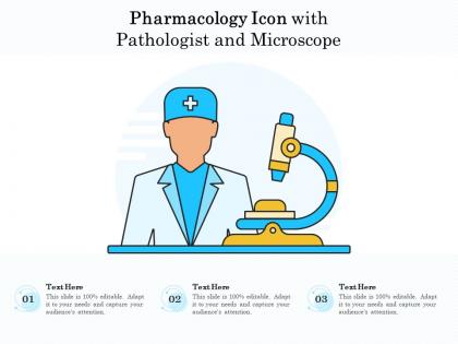 Pharmacology icon with pathologist and microscope