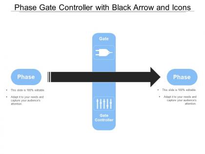 Phase gate controller with black arrow and icons