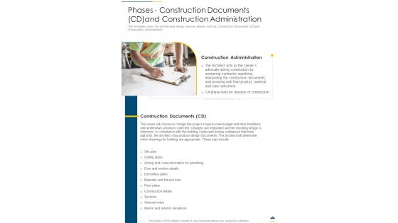 Phases Construction Documents CD And Construction Administration One Pager Sample Example Document