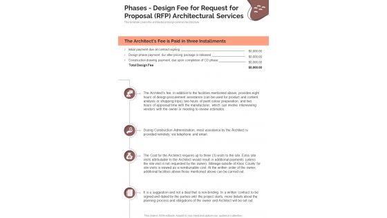 Phases Design Fee For Request For Proposal Rfp Architectural Services One Pager Sample Example Document