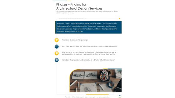 Phases Pricing For Architectural Design Services One Pager Sample Example Document