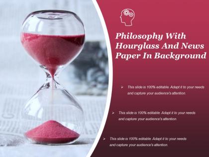 Philosophy with hourglass and news paper in background