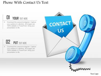 Phone with contact us text powerpoint template