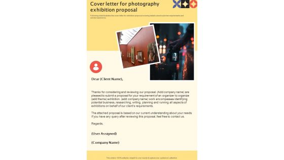 Photography Exhibition Proposal For Cover Letter One Pager Sample Example Document
