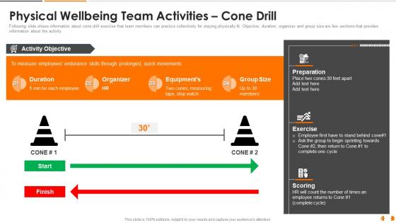 Physical wellbeing team activities cone drill health and fitness playbook