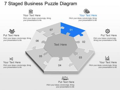Pi 7 staged business puzzle diagram powerpoint template