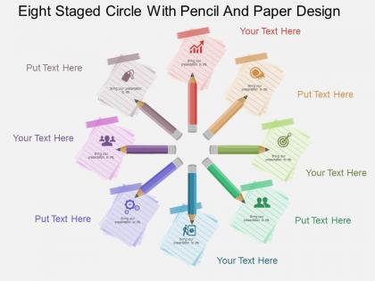 Pi eight staged circle with pencil and paper design flat powerpoint design