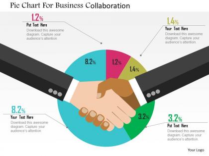 Pie chart for business collaboration flat powerpoint design