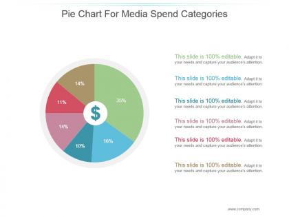 Pie chart for media spend categories presentation portfolio