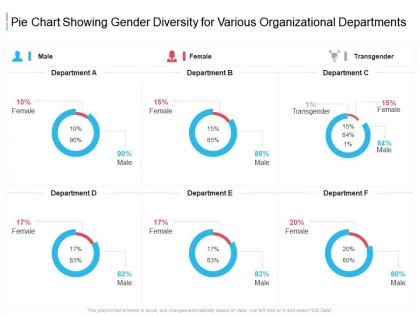 Pie chart showing gender diversity for various organizational departments