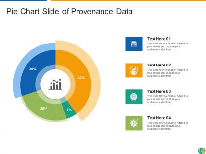 Pie chart slide of provenance data infographic template