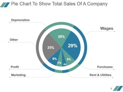 Pie chart to show total sales of a company powerpoint slide designs download