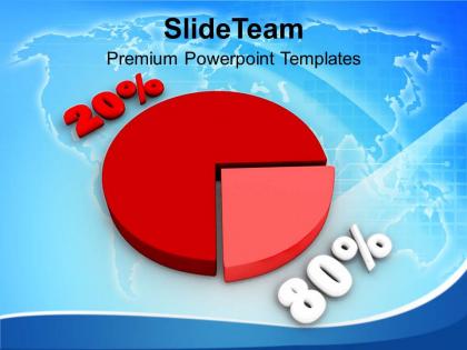 Pie chart with percentage 80 20 growth powerpoint templates ppt themes and graphics 0213