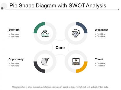 Pie shape diagram with swot analysis