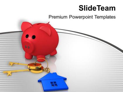 Piggy bank and house key security powerpoint templates ppt themes and graphics 0313