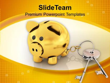 Piggy bank locked with keys finance security powerpoint templates ppt themes and graphics 0113