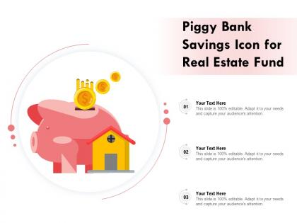 Piggy bank savings icon for real estate fund