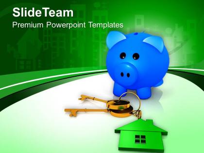 Piggy bank with house keys security powerpoint templates ppt themes and graphics 0213