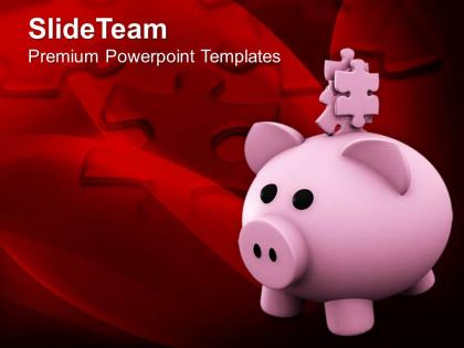 Piggy bank with jigsaw puzzle solution powerpoint templates ppt themes and graphics 0213